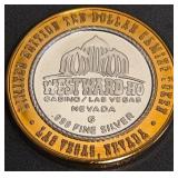 WESTWARD HO CASINO $10 .999 FINE SILVER TOKEN (91)