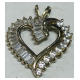 STERLING SILVER GOLD PLATED CZ HEART PEND. 2.60RS