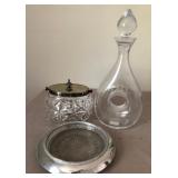 J2 - DECANTER, WINE COASTER, COVERED JAR (A79)