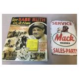J2 - VINTAGE BABE RUTH & MACK TRUCK AD SIGNS (C174