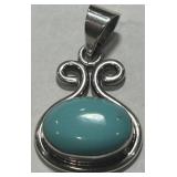 STERLING SILVER TURQUOISE PENDANT