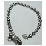STERLING SILVER 7 INCH CAT BRACELET 10.10GRS