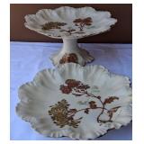 J2 - VINTAGE LIMOGES PEDESTAL DISH & PLATE (G62)