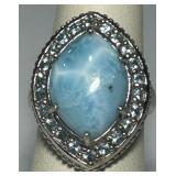 STERLING SILVER LARIMAR RING 8.00GRS