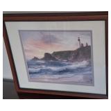 J2 - LIGHTHOUSE SEASCAPE ART FRAMED (L60)