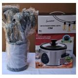 J2 - KITCHEN UTENSILS, STRING LIGHTS, SLOW COOKER