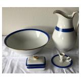 J2 -ANTIQUE-STYLE IRONSTONE PITCHER/BSIN SET, MORE