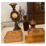 J1 - CIGAR BOXES, CANDLE HOLDER, DECANTER, JAR