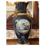 J1 - BLACK PORCELAIN VASE 17"T (K39)
