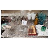 J1 - MIXED LOT GLASSWARE, CAKE STANDS, MORE (K3)