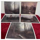 J1 - FIVE PIECES UNFRAMED ART