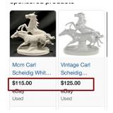 J1 - WHITE PORCELAIN HORSES FIGURINE 7.5"T (K54)