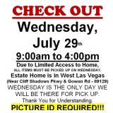 AUCTION PICK UP DAY & HOURS