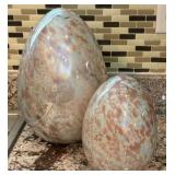 N2 - TWO GLASS DECOR EGGS (K28)