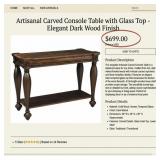 N2 - CONSOLE TABLE WITH GLASS INSET TOP (K5)