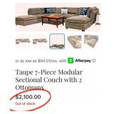 N2 - TAUPE 7-PIECE MODULAR SECTIONAL w/ OTTOMANS