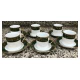 464 - SIX BLUE CROWN PORCELAIN CUPS & SAUCERS