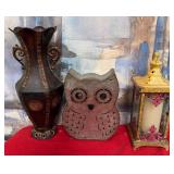 502 - DECORATIVE VASE, OWL & CANDLE LANTERN (M82)