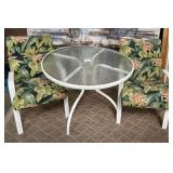 502 - PATIO TABLE WITH TWO CHAIRS & CUSHIONS (M27)