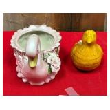81 - SWAN PLANTER & CERAMIC BIRD (Z252)