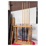 408 - POOL CUES WITH RACK