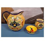 11 - CERAMIC PITCHER, JAR & BOWL (L24)