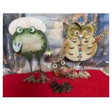 502 - THREE PIECES OWL & FROG WALL DECOR (M90)
