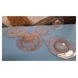 11 - SIX PIECES VINTAGE PINK GLASS (L42)