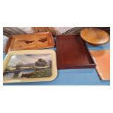 11 - LOT OF FOUR TRAYS & PEDESTAL PLATE (L69)