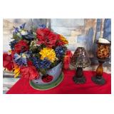 502 - TWO CANDLE LANTERNS & FAUX FLOWERS (M51)