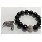 464 - COSTUME JEWELRY BRACELET & MONET BROOCH