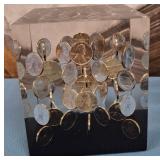 11 - LUCITE FLOATING COINS CUBE (L40)