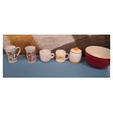 11 - CERAMIC MUGS, MIXING BOWL, CANISTER (L78)