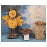 502 - RUSTIC TURKEY, BIRD HOUSE & 'LOG' STAND