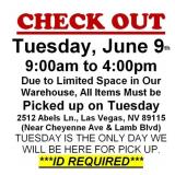 AUCTION PICK UP DAY & HOURS