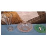 11 - VINTAGE GLASS VASE, BOWL & PLATE (L84)