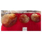 502 - THREE ART GLASS BOWLS (M47)