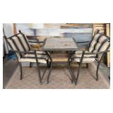 408 - PATIO TABLE WITH TWO CHAIRS, CUSHIONS