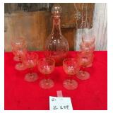 81 - VINTAGE GLASS DECANTER WITH STEMWARE (Z229)