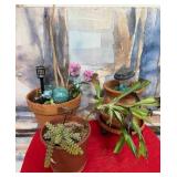 502 - THREE PLANTER POTS WITH CONTENTS (M72)