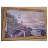 N1 - LIGHTHOUSE SEASCAPE ART FRAMED 28X41" (L3)