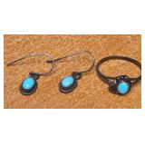 STERLING SILVER RING & EARRINGS SET (3)