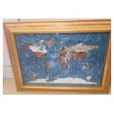 N3 - GEMSTONE WORLD MAP FRAMED (G69)
