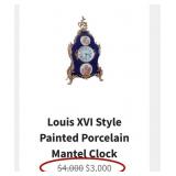 N3 - LOUIS XVI-STYLE PAINTED PORCELAIN CLOCK (G62)
