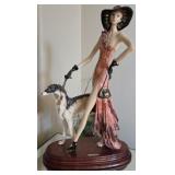 N3 - A. SANTINI SCULPTURE OF WOMAN WITH DOG (E7)