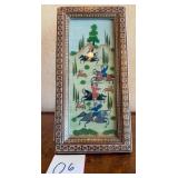 N3 - PERSIAN MINIATURE ART FRAMED 11.5X5.5' (O6)
