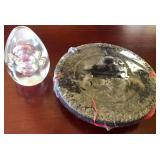 N3 - ART GLASS PAPER WEIGHT, COLLECTIBLE PLATE