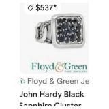 STERLING SILVER JOHN HARDY BLACK SAPPHIRE RING