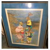 S3 - CHILDREN BEACH SCENE ART FRAMED 30X24" (H103)