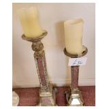 S3 - PAIR OF CANDLESTICKS WITH CANDLES (L36)